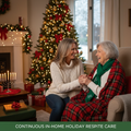 Caregiver providing holiday in-home care for elderly person
