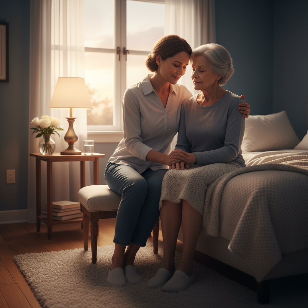 Compassionate caregiver offering comfort and emotional support