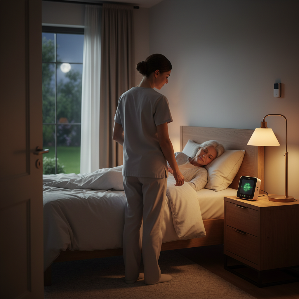 Peaceful bedroom with overnight caregiver supervision